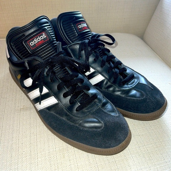adidas | classic samba black leather sneakers MENS 13 - Picture 1 of 11